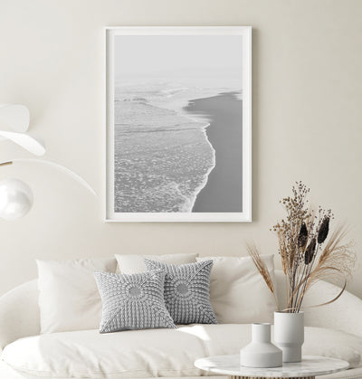 black & white beach art print, large coatsal wall art | arrtopia