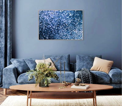Abstract Wall Art, Contemporary Blue Dot Art Print, Ready-to-Hang Canvas, Extra Large Wall Decor | arrtopia