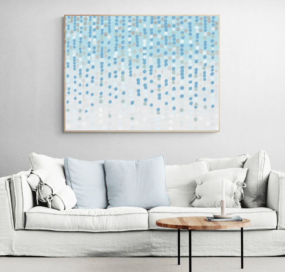 Abstract Wall Art, Contemporary Blue Abstract Dot Art Print, Ready-to-Hang Canvas, Extra Large Wall Decor | arrtopia